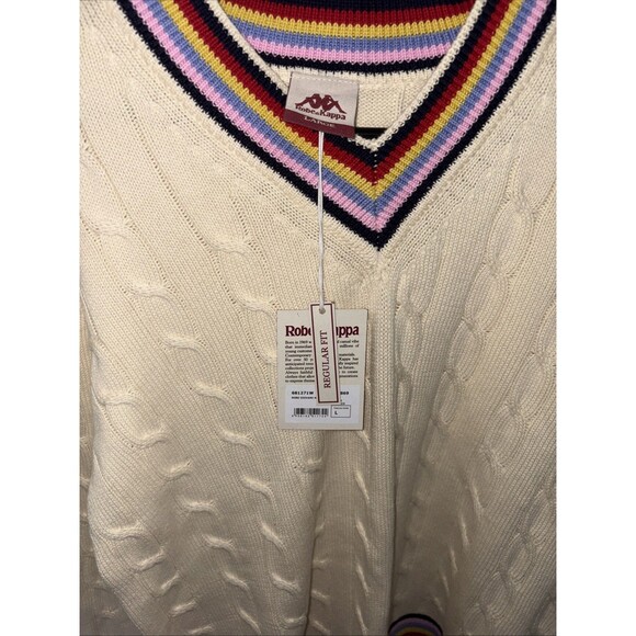 Robe Di Kappa Men's Size Large Sweater White Mastice 100% Wool Long Sleeve - Picture 2 of 3